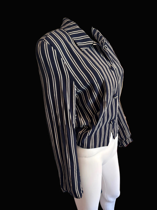 Striped Blazer with Shoulder Pads