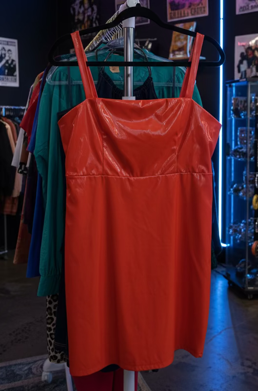Orange Pleather Dress