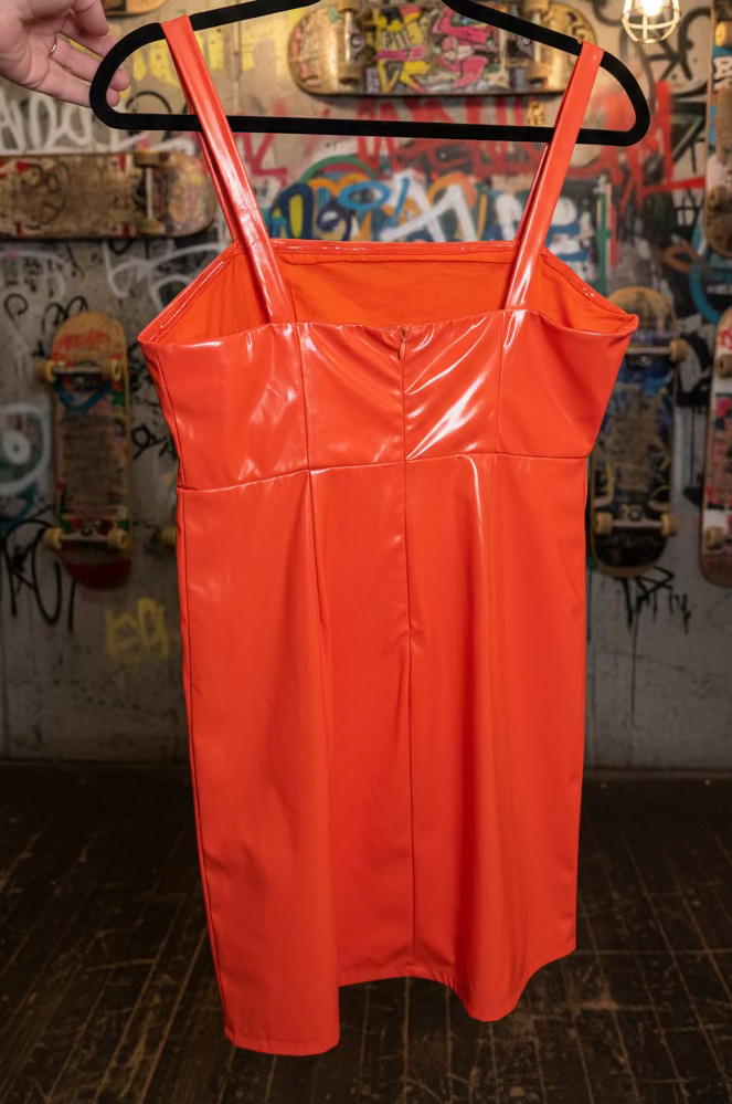Orange Pleather Dress