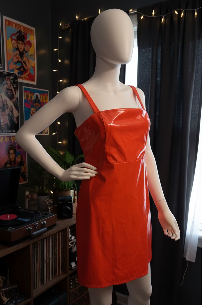 Orange Pleather Dress