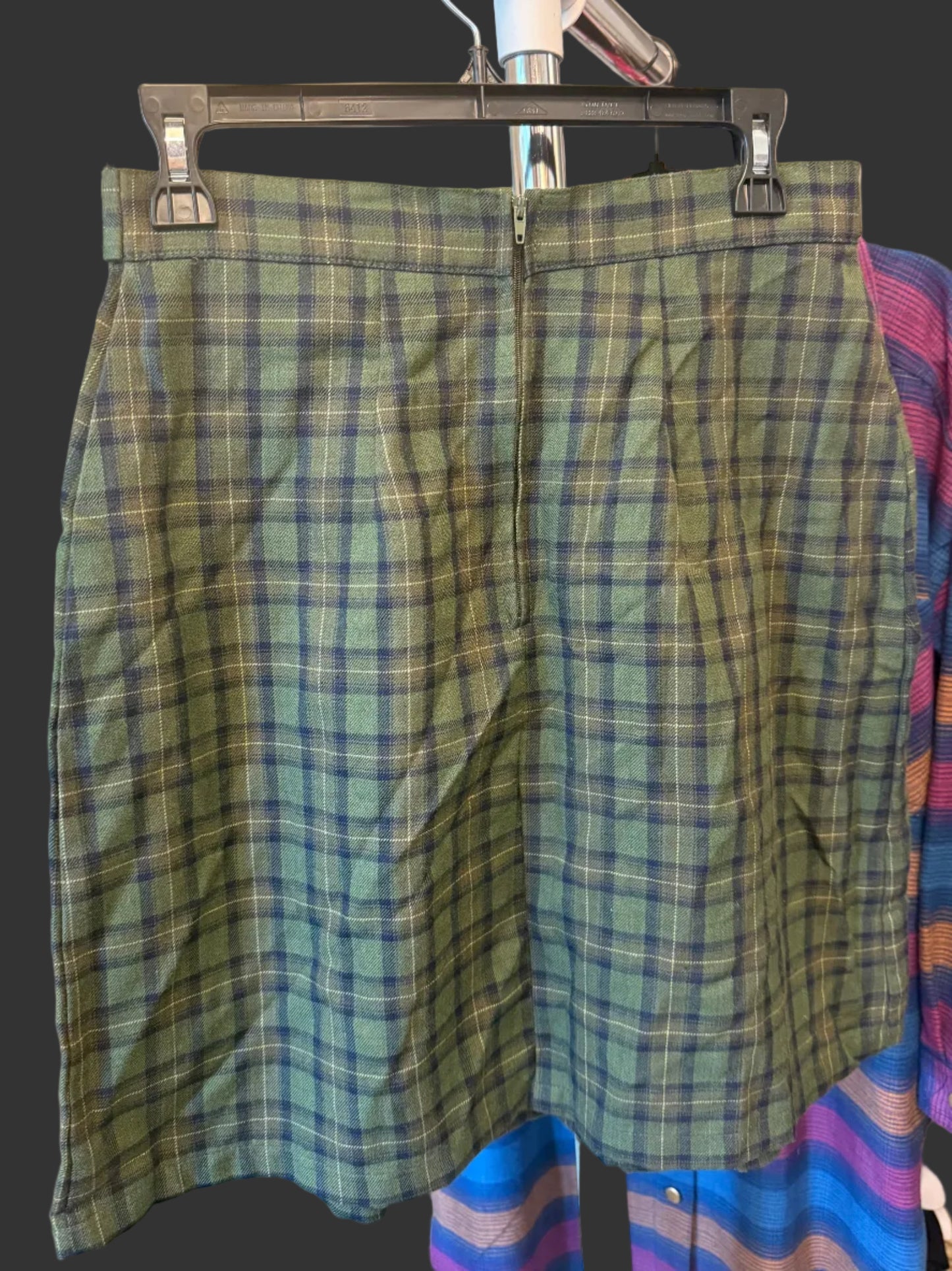 Plaid Green High-Waisted Skirt