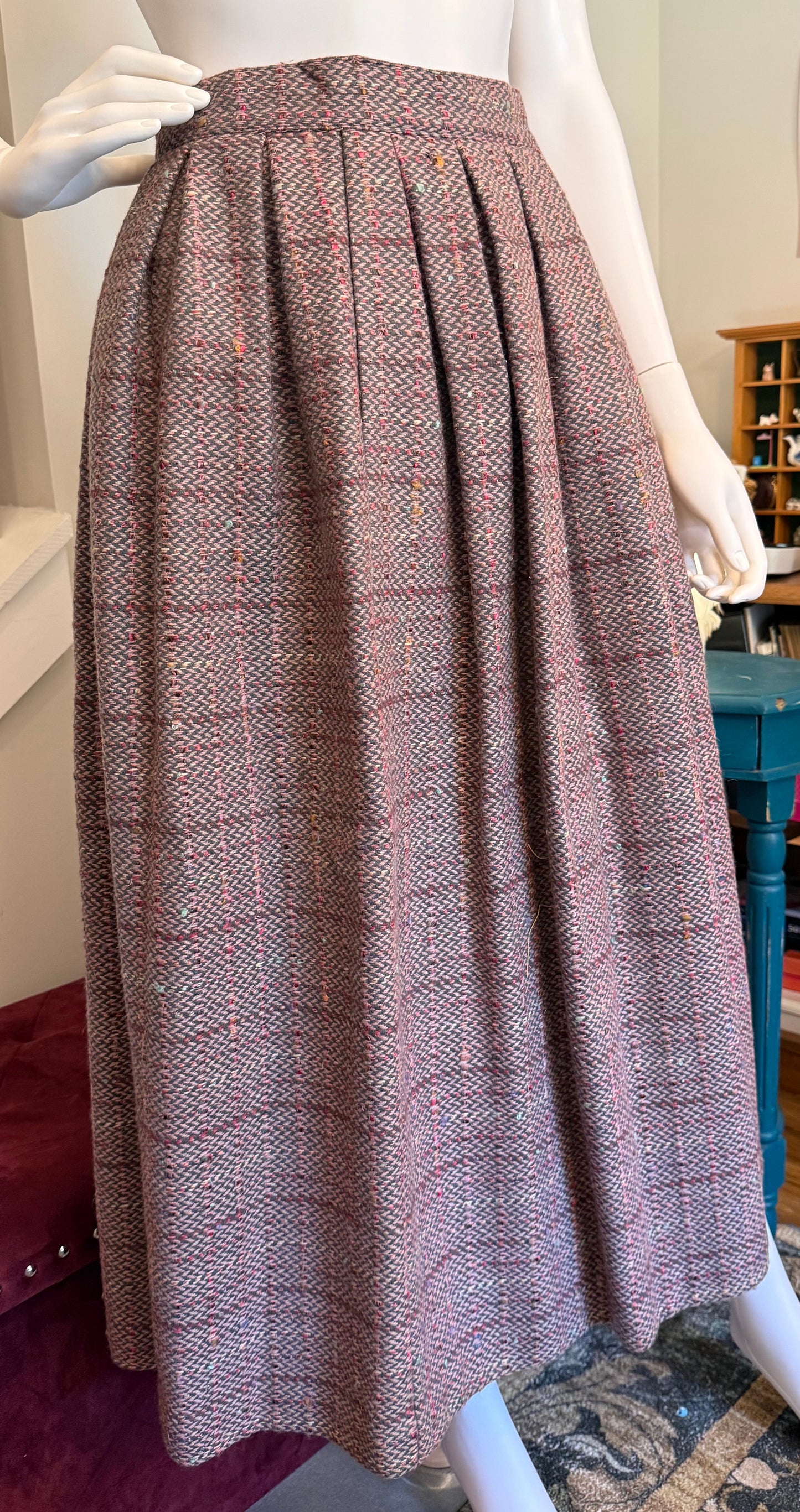 Retro Tweed Pleated Skirt