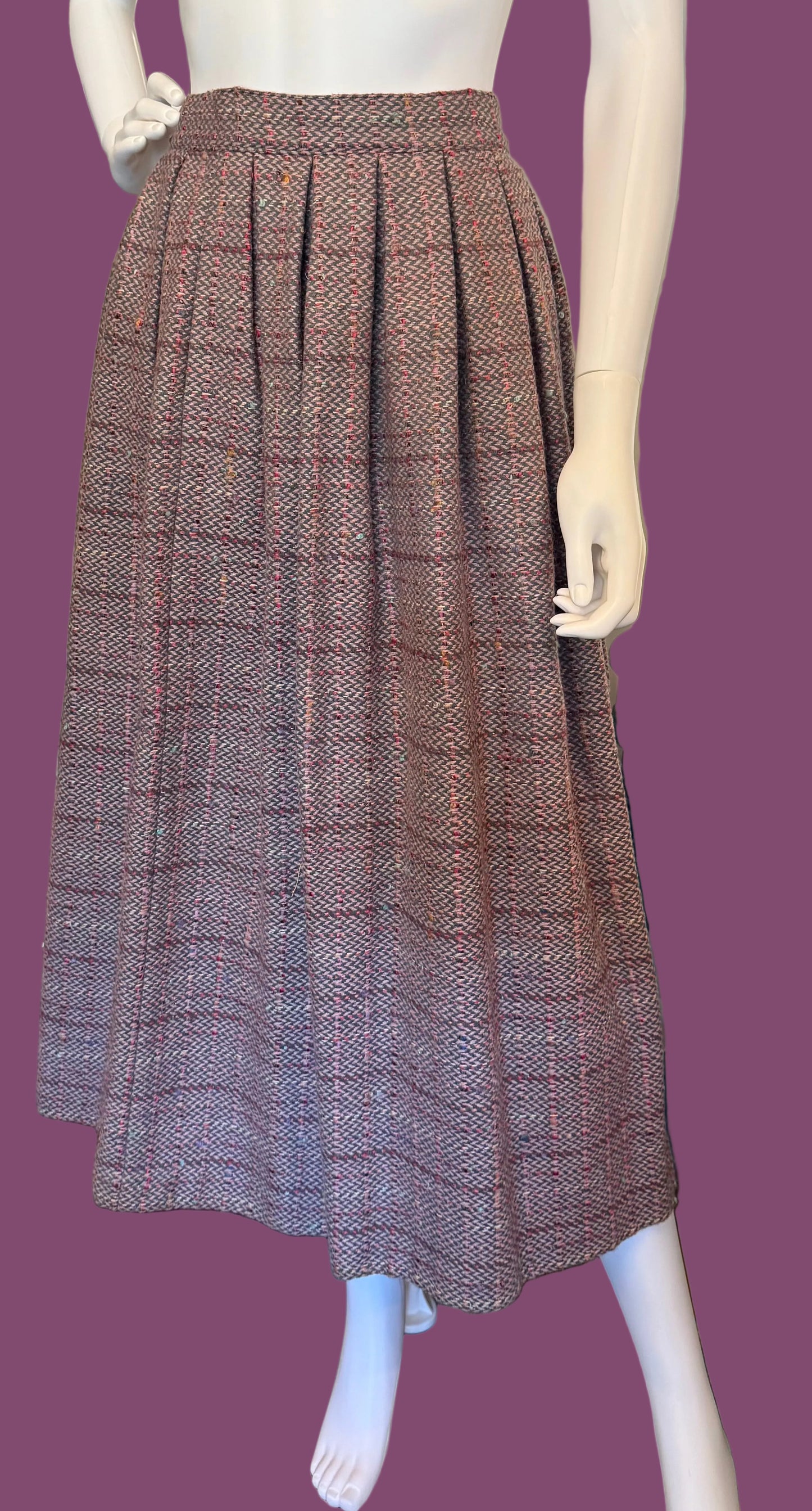 Retro Tweed Pleated Skirt