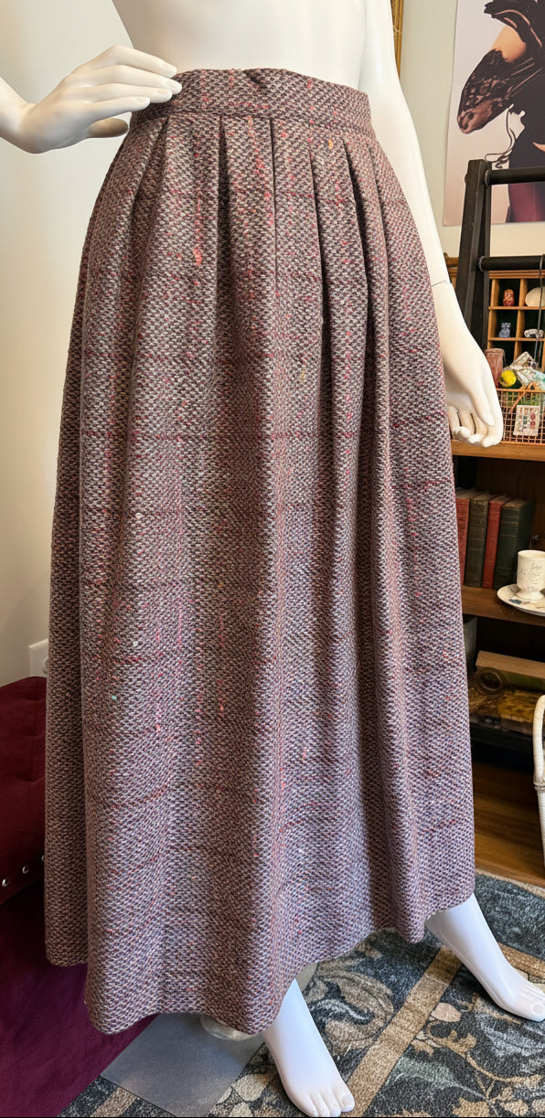 Retro Tweed Pleated Skirt