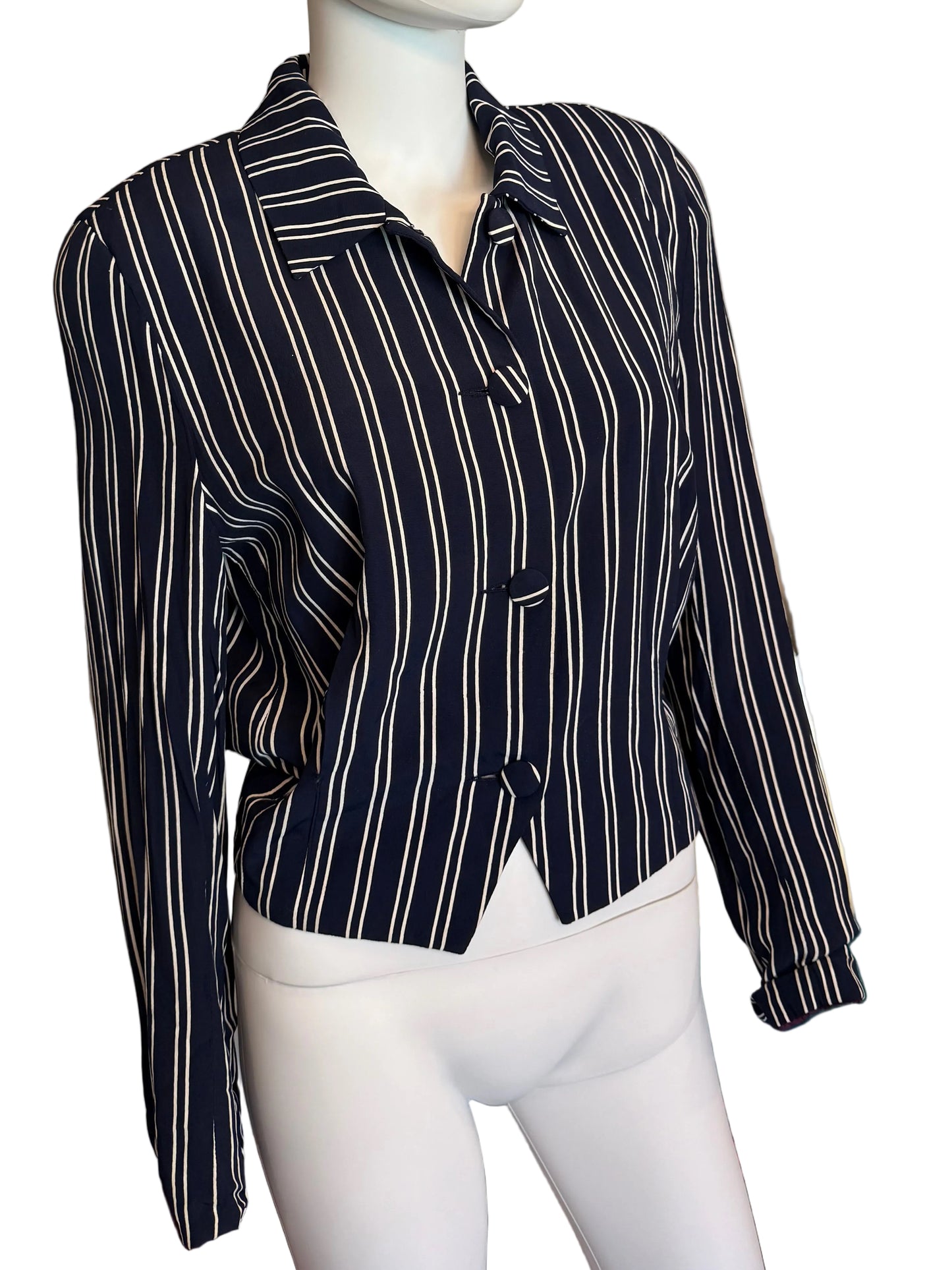 Striped Blazer with Shoulder Pads