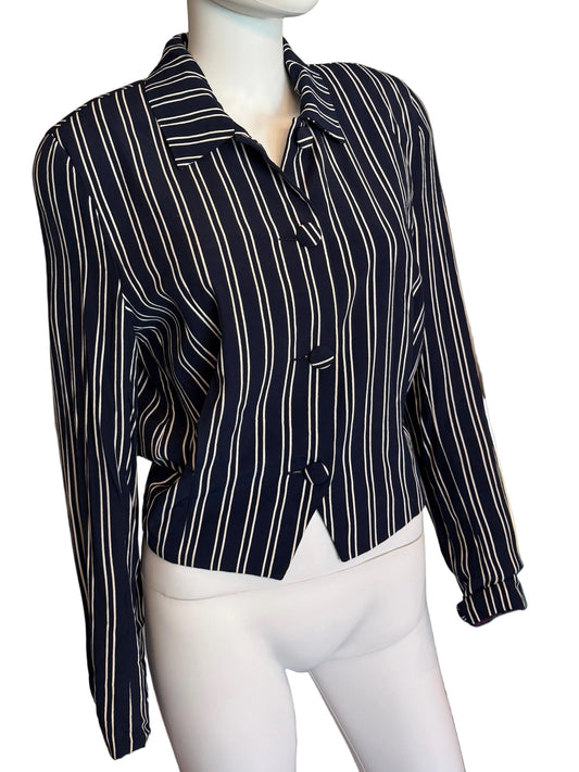 Striped Blazer with Shoulder Pads