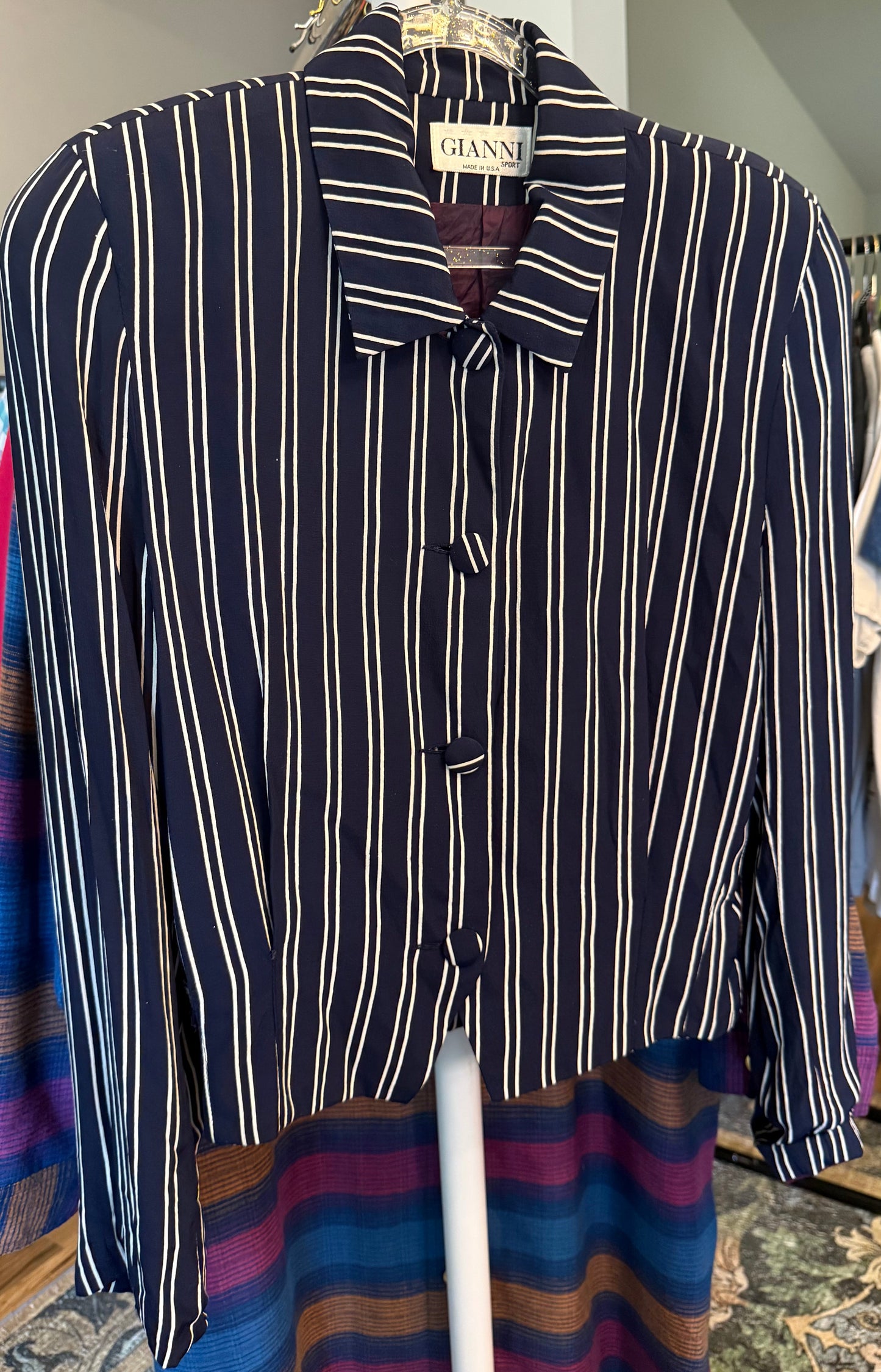 Striped Blazer with Shoulder Pads