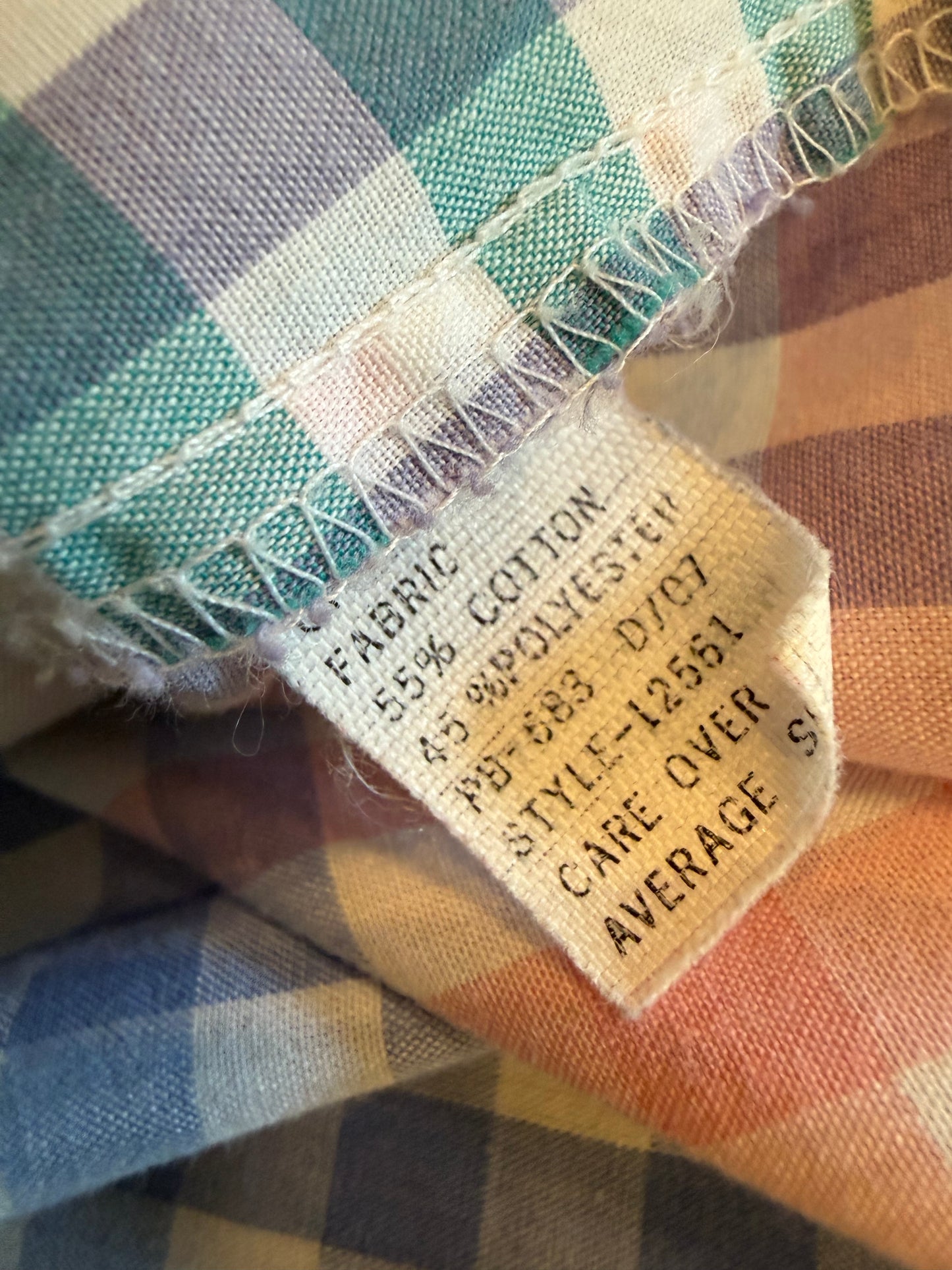 fabric content tag gingham