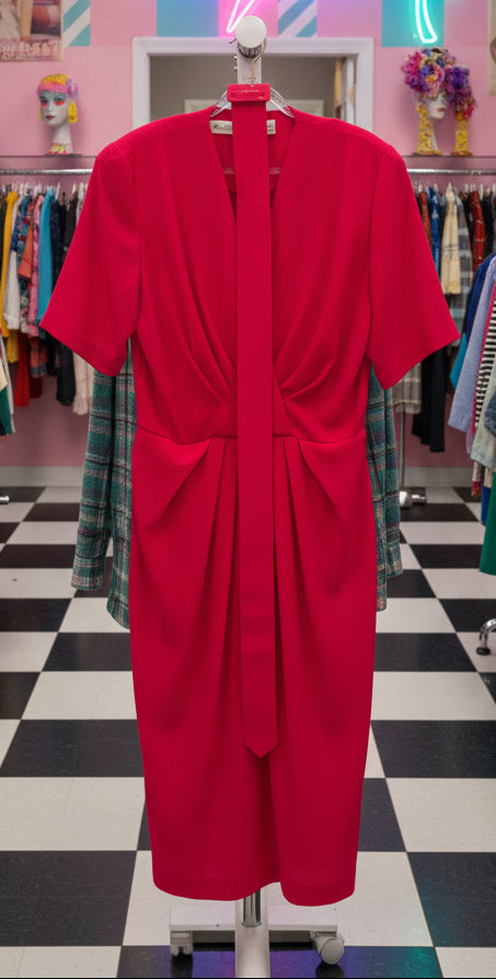 80's Hot Pink Dress w Belt